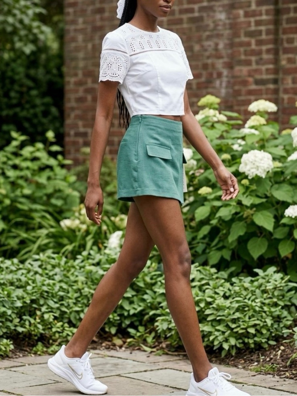 NWTWomen’s High-Waist Green Tailored Shorts Skort